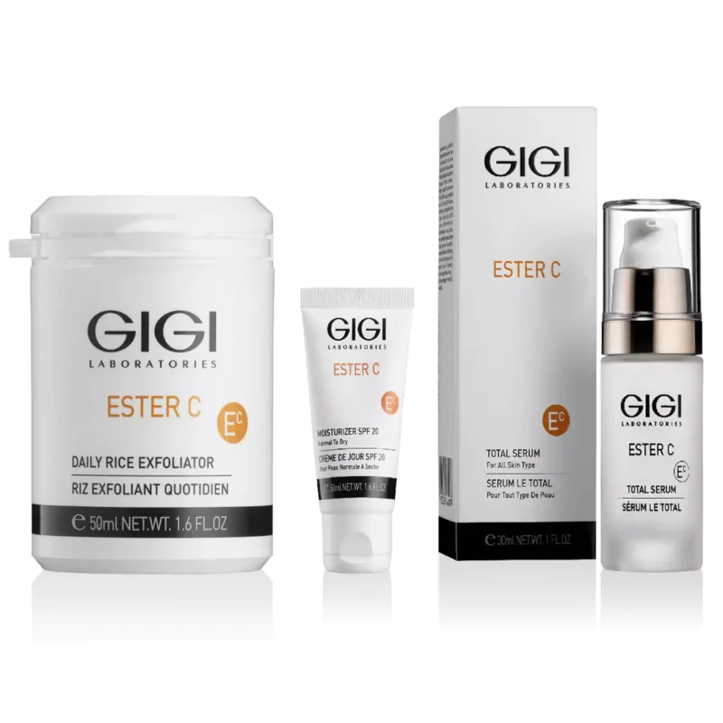 Zestaw GiGi : Ester C Daily Rice Exfoliator (50ml) Ester C Total Serum (30ml) Ester C Moisturizer (50ml)